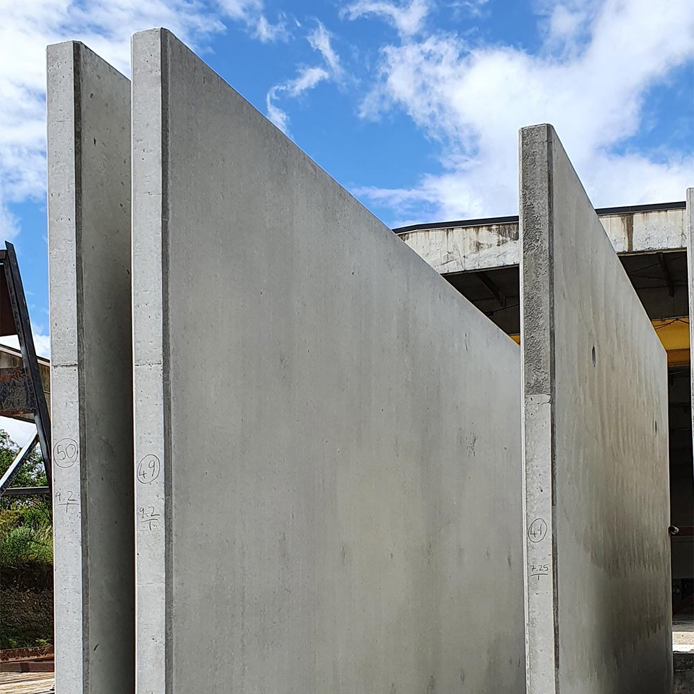 Homestead Construction precast concrete panels stored at Levin factory