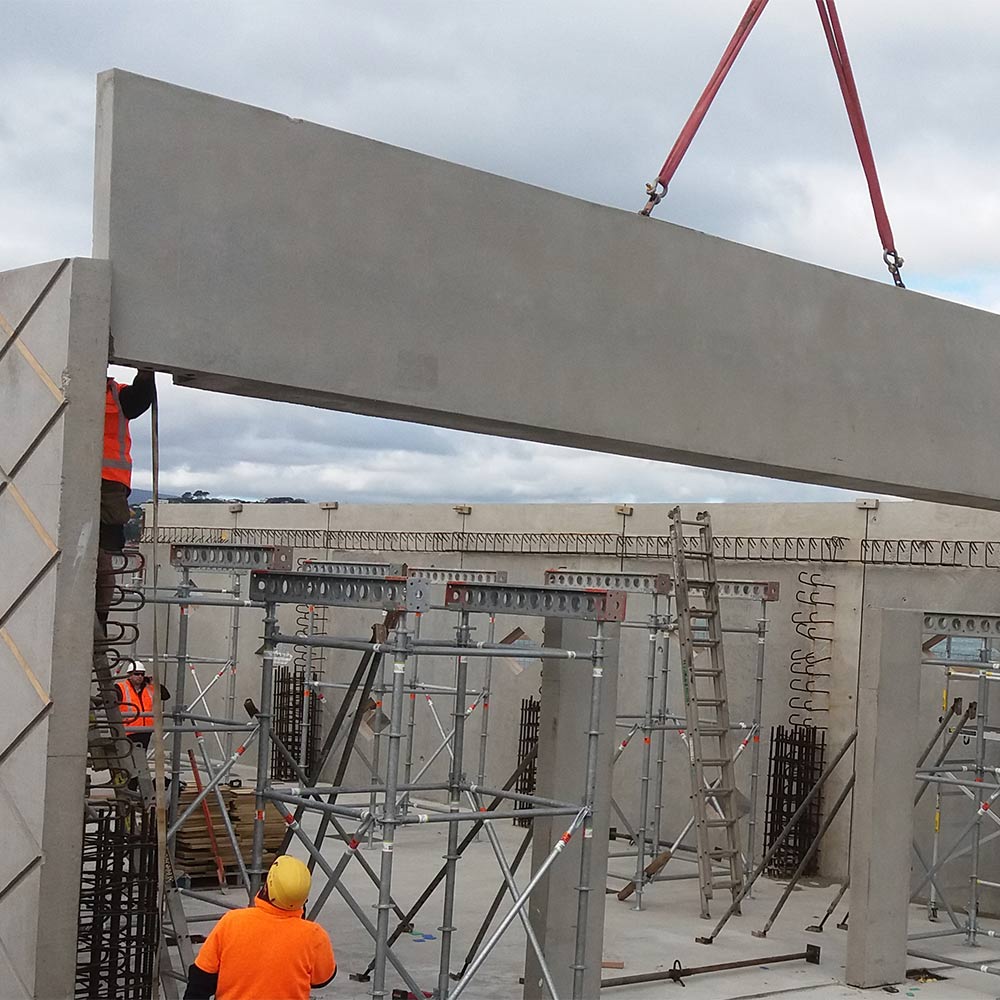 Homestead Construction precast concrete panel install Lyall Bay Surf Club